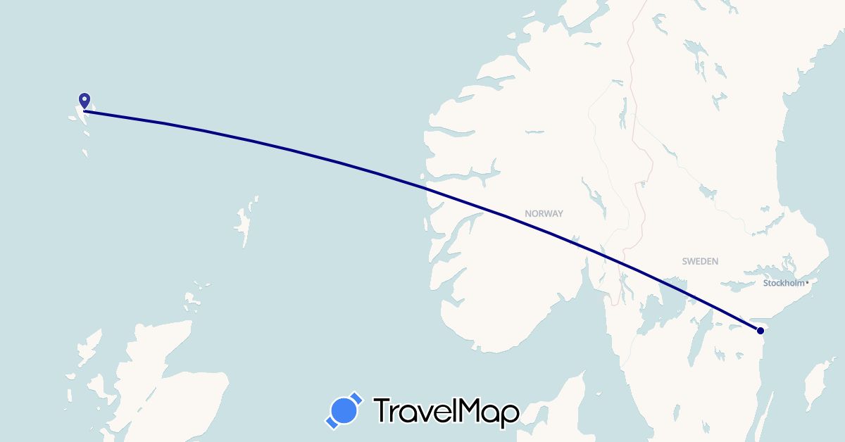 TravelMap itinerary: driving in Faroe Islands, Sweden (Europe)